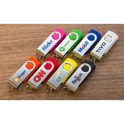 128 MB Classic Swivel USB Drive w/Silver Clip